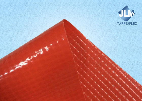 Red PVC Coated Tarpaulin Fabric Canvas UV Treatment High Tearing Strength